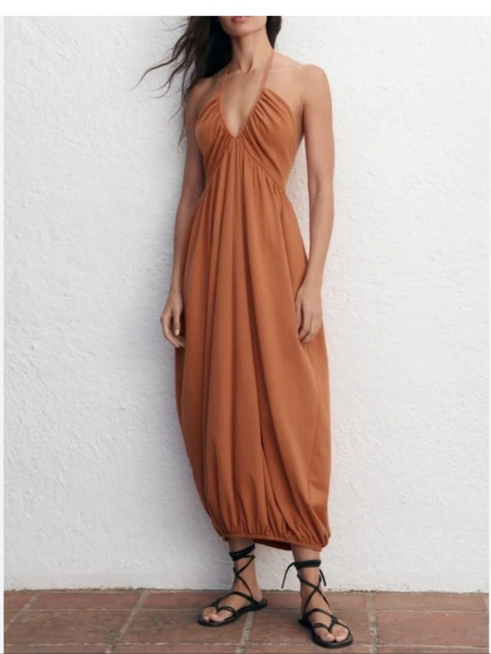 Zara Rust Halter Maxi Dress
